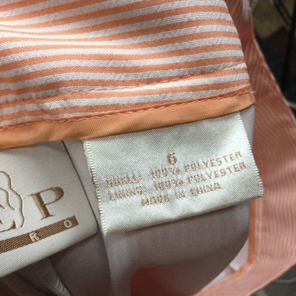 EP‎ Pro Golf Skort Orange & White Striped Seersucker Golf Short, Size - 6 - Picture 3 of 11